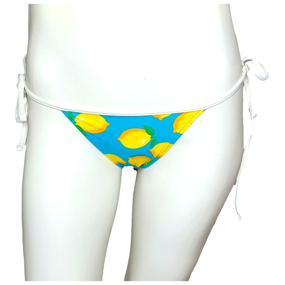 69 Slam Swim Lemon Print 2 Piece Set Bikini Triangle 3 Way Self-Tie Top/Bottom - Picture 3 of 10